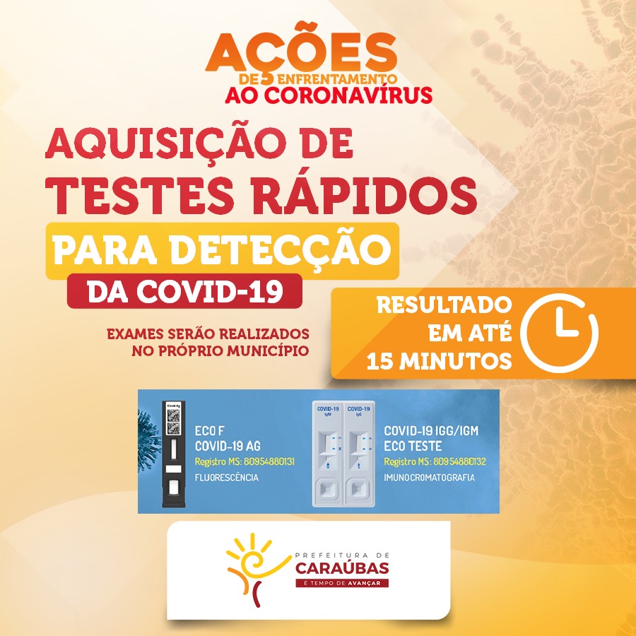 Prefeitura de Caraúbas adquere lote de testes rápidos do novo Coronavírus