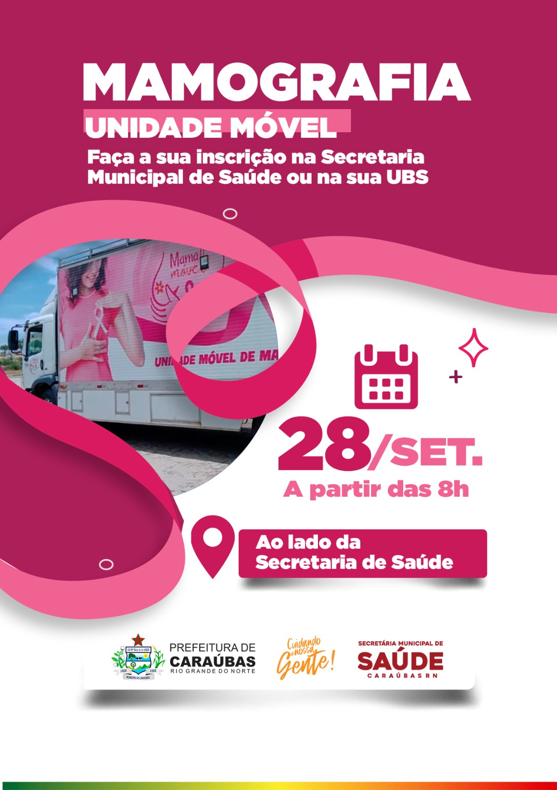 Prefeitura de Caraúbas disponibilizará exames de mamografias para mulheres do município Prefeitura de Caraúbas disponibilizará exames de mamografias para mulheres do município